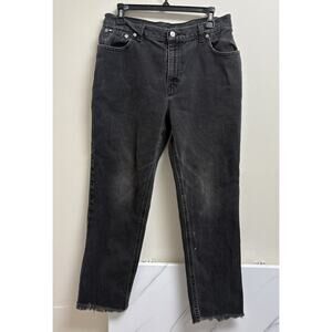 Tommy Hilfiger Women's Jeans Black Size 30x27 High Rise Raw Hem Grunge Y2K